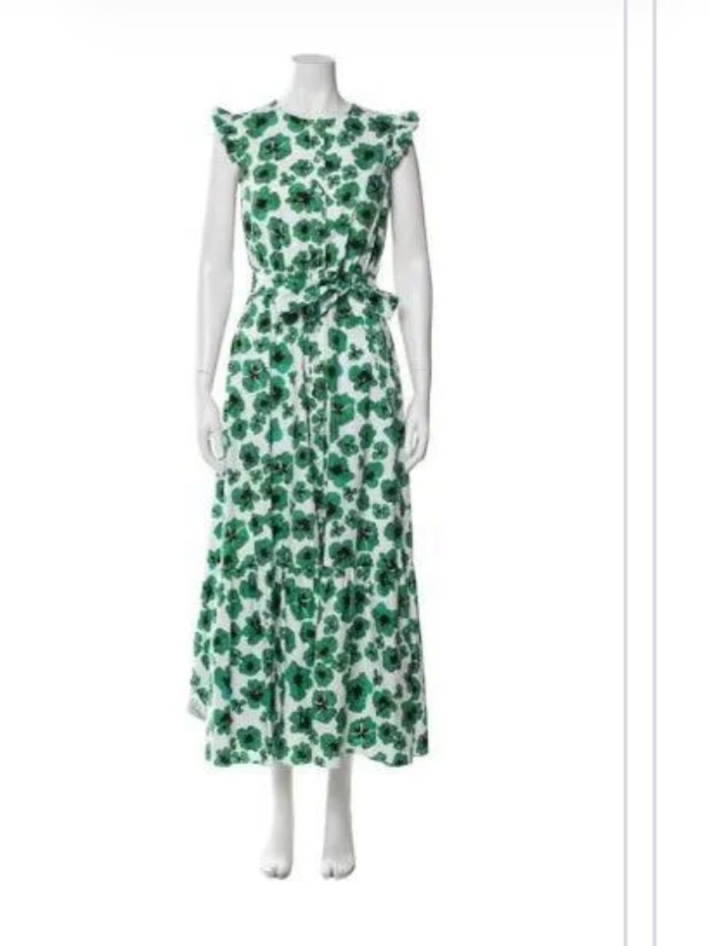Borgo de nor Gabriel Green Floral Maxi Dress with Waist Tie flitter sleeve uk 12